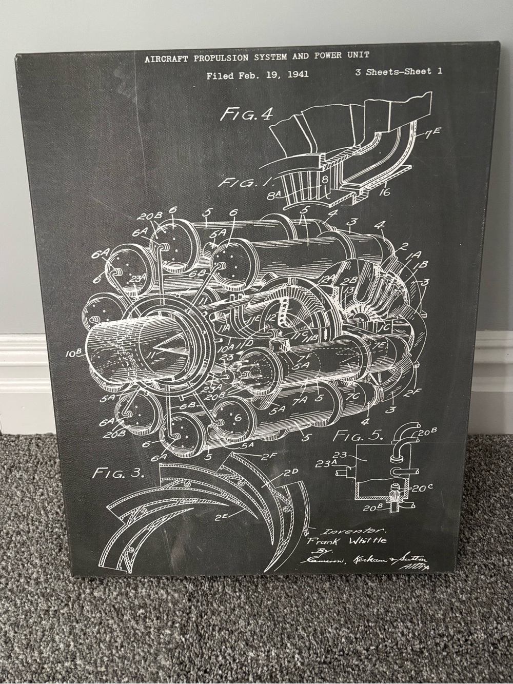 National Archives Industrial Aircraft Propulsion Patent Wall Art - Canvas
